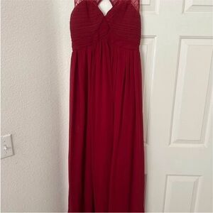 Red Ruched Bodice Maxi Dress - Women